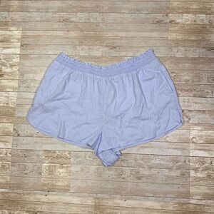 Aerie Linen Blend High Waisted Shorts Size XXL 2XL Eyelet Blue NWT